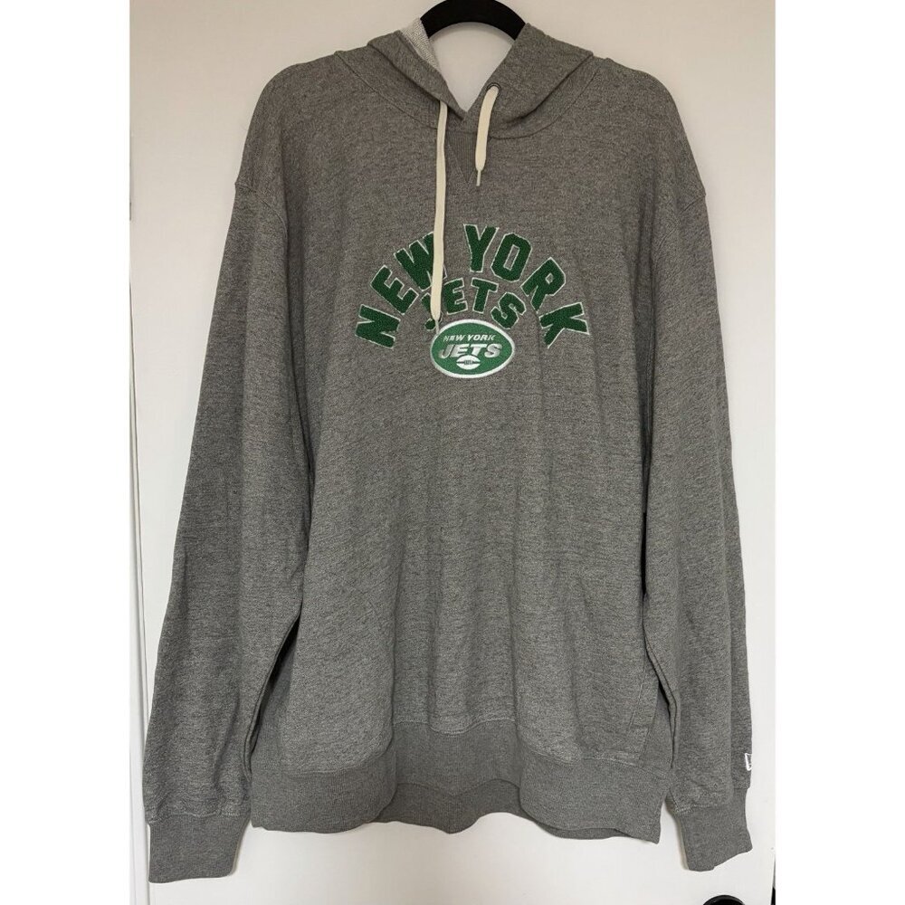 New York Jets Hoodie Men's 2XL Grey NFL Football Embroidered Raised Logo NWT